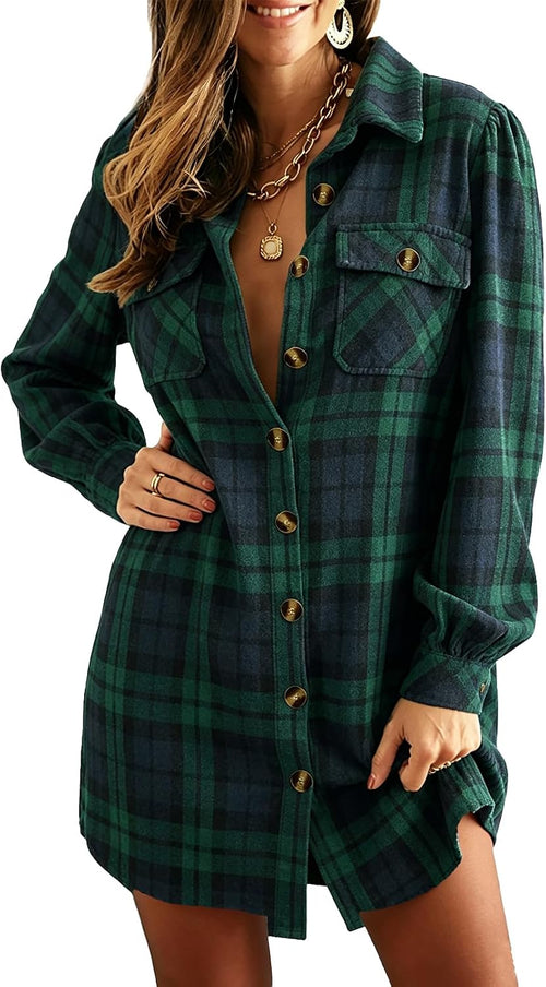 Alaster Queen Women's Corduroy Long Sleeve Button Work Tunic Short Dresses | Lapel V Neck Dress,Corduroy Fabric,Two Patch Pockets and Slant Pockets,Daily Wear,Outdoor,2026 Trendy Fall Winter Clothes