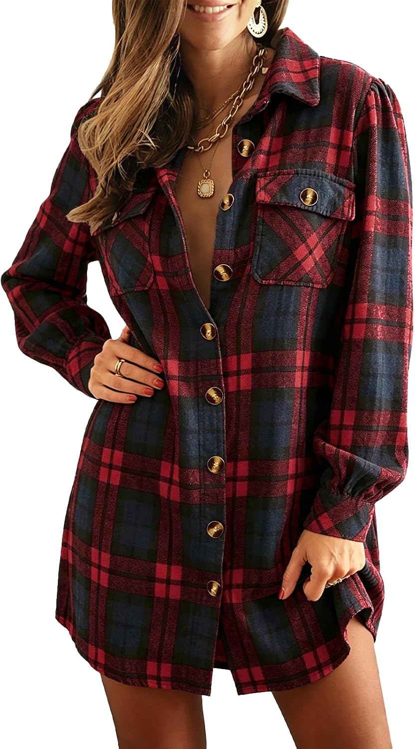 Alaster Queen Women's Corduroy Long Sleeve Button Work Tunic Short Dresses | Lapel V Neck Dress,Corduroy Fabric,Two Patch Pockets and Slant Pockets,Daily Wear,Outdoor,2026 Trendy Fall Winter Clothes
